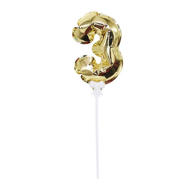 1Pcs Gelukkige Verjaardag Folie Aantal Ballon Cake Topper Kids Verjaardag Bruiloft Cake Decor Automatische Opblaasbare Ballon: gold 3