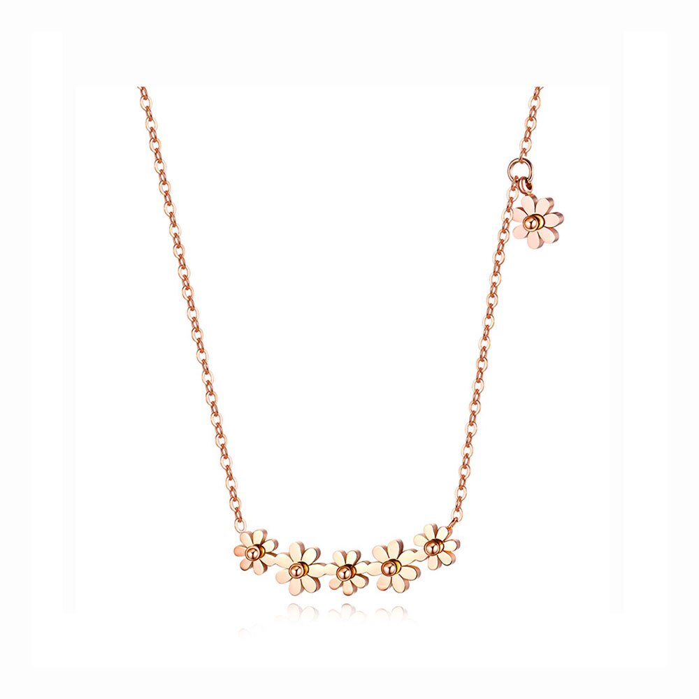 Lokaer à la titane acier inoxydable Six marguerite fleurs pendentif colliers or Rose bohême fête bijoux pour femmes N17087: Default Title