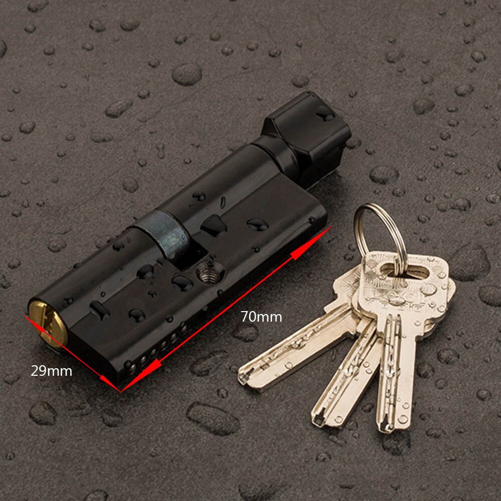 Door Cylinder Lock Biased 70mm 3 Keys Anti-Theft Entrance Brass AB Door Lock Home Security Interior Bedroom Lock Cylinder: black