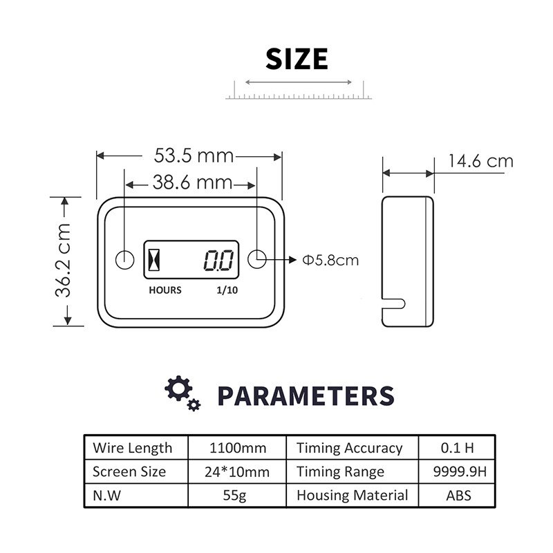 Universal Waterproof Digital Hour Counter Portable Engine Gauge Hour Meter For Motorcycle/Boat Engines Counter Hour Meter