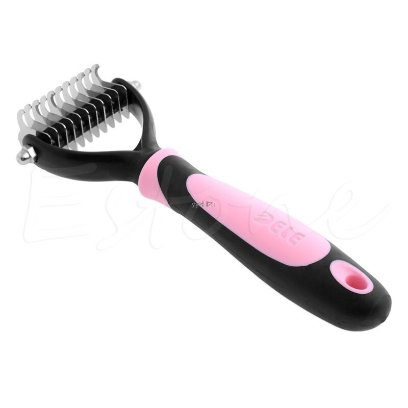 Tera Pet Fur Knot Cutter Remove Rake Grooming Shedding Brush Comb Rake Dog Cat YJ41: Pink