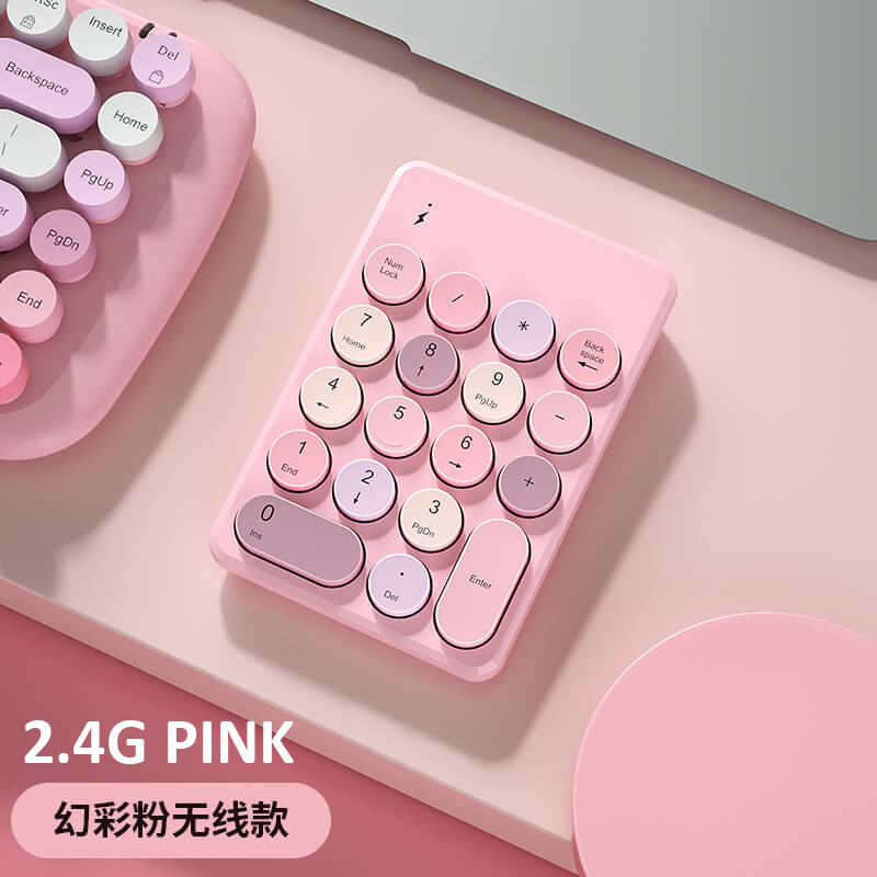 Mini Numeriek Toetsenbord Bluetooth Toetsenbord Draadloze Numpad Mix Kleur Candy Draagbare Voor Laptop Pc Computer Windows Teclados: 2.4G PINK