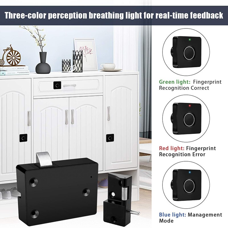 Smart Electronic Cabinet Locks Kit Set, Fingerprint Lock for Box Furniture Drawer Lock Cupboard, Home & Office File