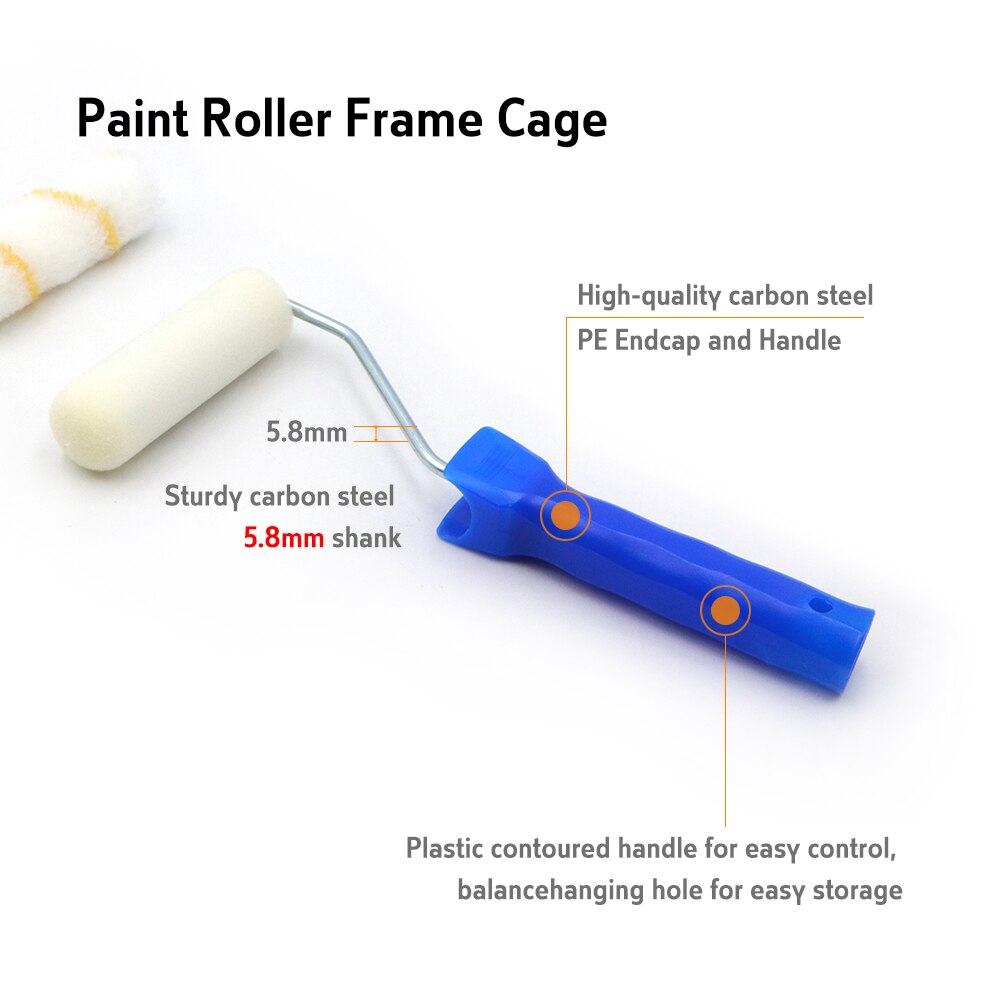 BRAKEMAN DIY Paint Roller Tray Kit 4 INCH 100mm Foam and Acrylic Mini Roller Cover Sets for Small Job Painting Decorative