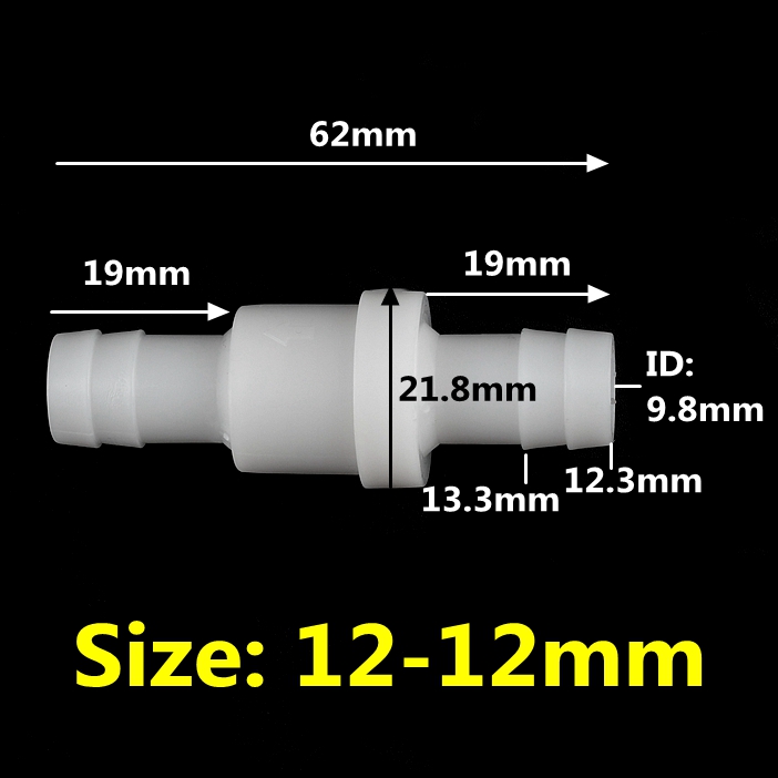 1Pcs 4/ 6/ 8/10/12mm Plastic One Way Inline Check Valve Gas Air Liquid Water Fluids Valve Aquarium Soft Pipe One-way Valve: 20pcs / 12mm