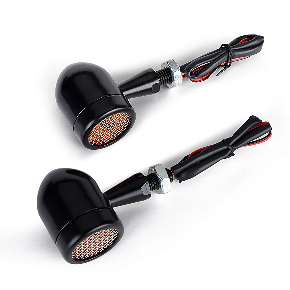 Mini Led Motorfiets Ronde Richtingaanwijzers Licht Voor Harley Black Bullet Richtingaanwijzers Voor Chopper Cafe Racer Yamaha Suzuki Kawasaki: Black