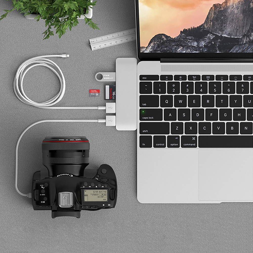 Double Type C with HDMI 4K Converter USB HUB Cable Splitter Card Reader for Macbook Pro Laptop Data Extender Charge Dock Adapter