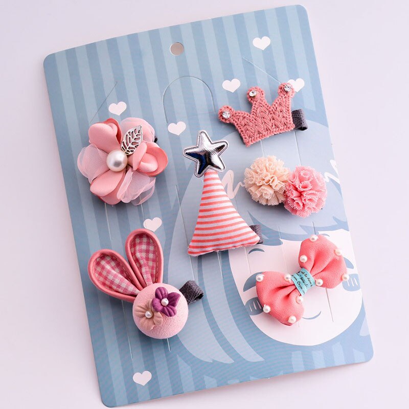 Barrettes pour cheveux de princesse, 5 pièces/6 pièces: 6pcs pink