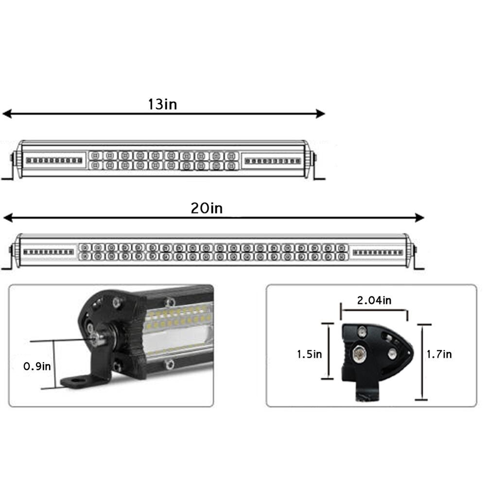 13 inch/20 inch Ultra Slim LED Light Bar Dual Row Spot Flood Combo Fog Off-road Front Bumper Center Grid Roof Modified Spotlight