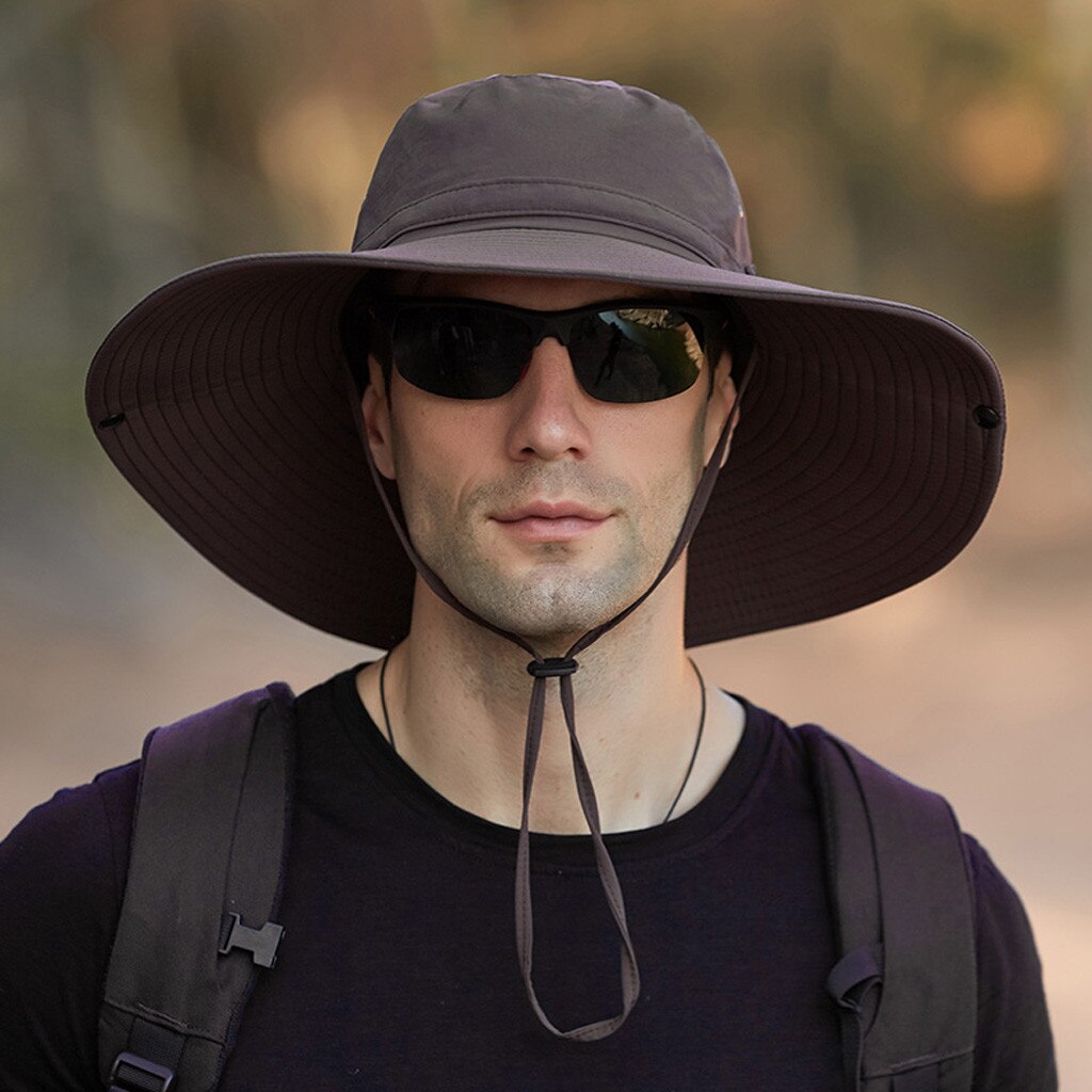 Men Large Wide Brim Hats Waterproof Hat Camping Plus Size Bucket Hat Breathable Sun Protection Cap Summer Outdoors Fisherman Hat: Coffee 