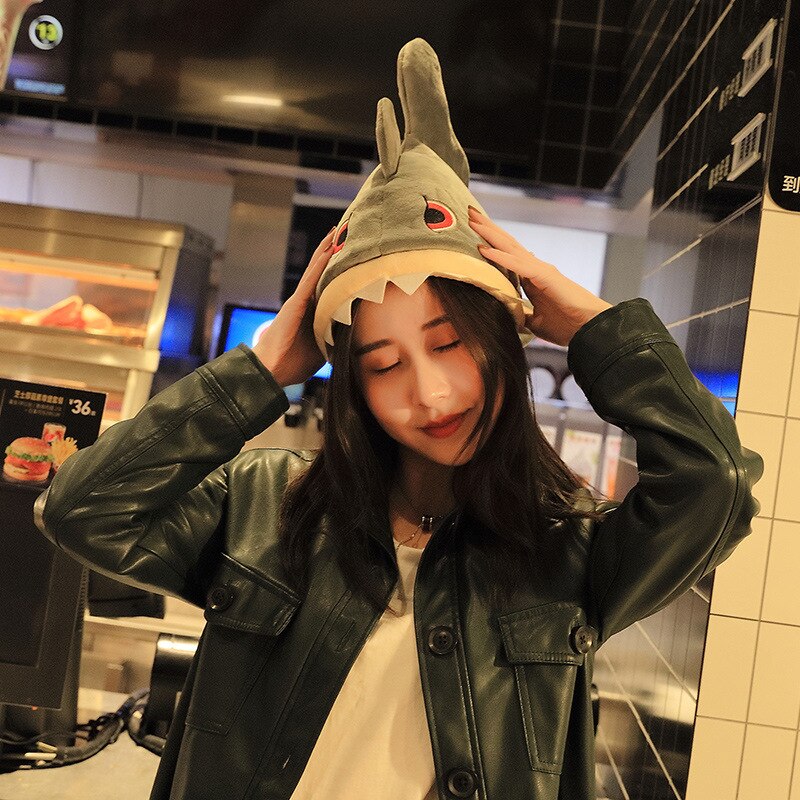 Novelty Halloween Hat Animal Shark Nylon Material Full Head Beanie Toy Hat Cap Hip Hop Party Costume Hat