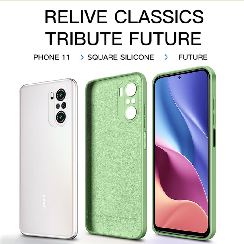 Original Square Liquid Silicone Case For xiaomi redmi k40 Pro poco F3 Soft Silicone TPU Cute Color Cover Coque Luxury Fundas