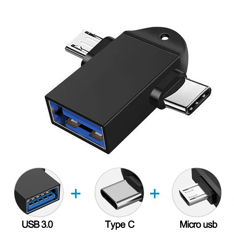 2IN1 USB 3.0 Female To Type C OTG Adapter Micro usb male to USB 3.0 otg converter for samsung xiaomi laptop 2 in 1 OTG Adapter