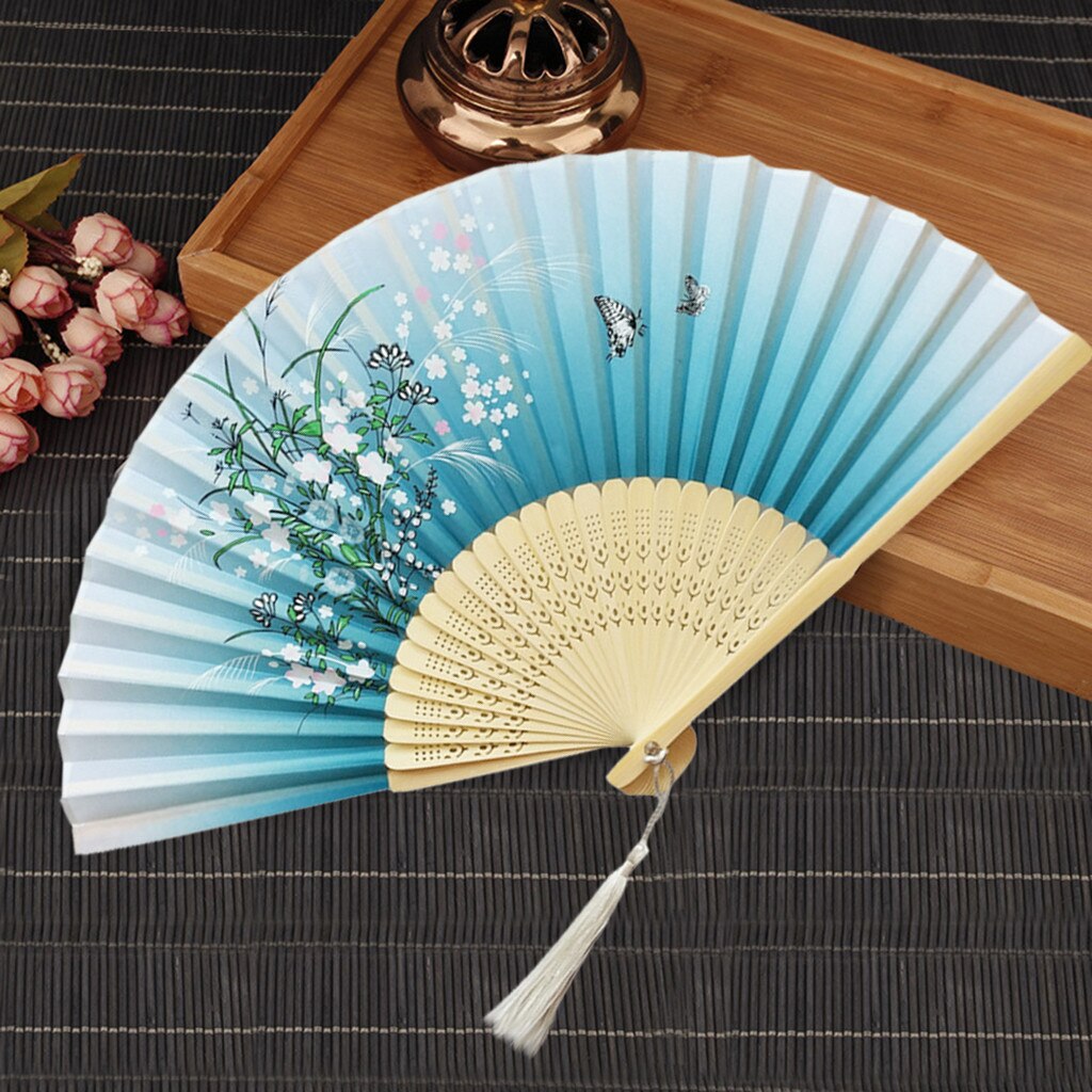 Handheld Fans Folding Fans Bamboo Fans Women's Hollowed Bamboo Hand Holding Summer Held Fan Home Improvement #30: A