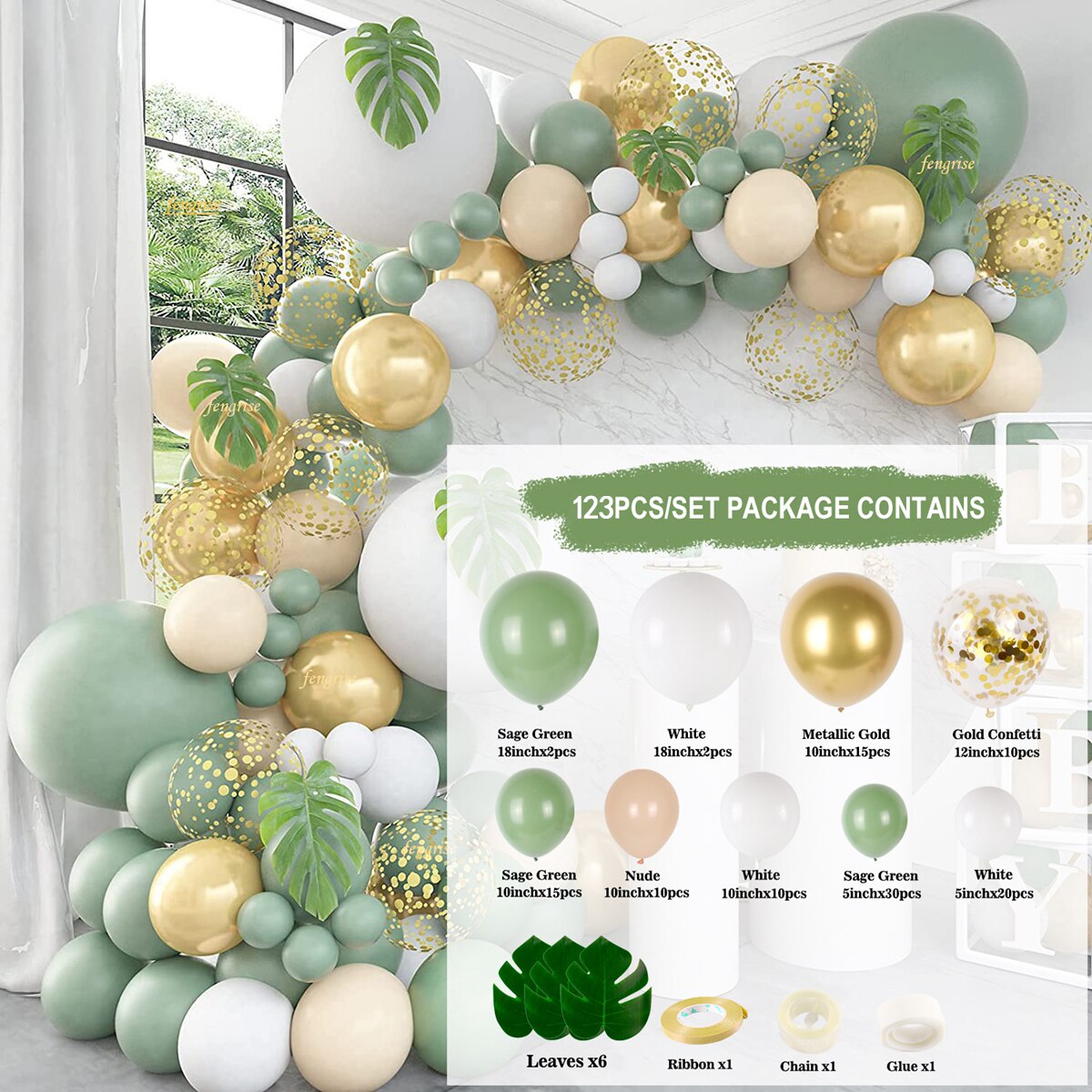 Green Balloon Garland Arch Kit Wedding Balloon Decorations Birthday Party Decor Kids Jungle Safari Party Balloon Baby Sho: Peach Blossom