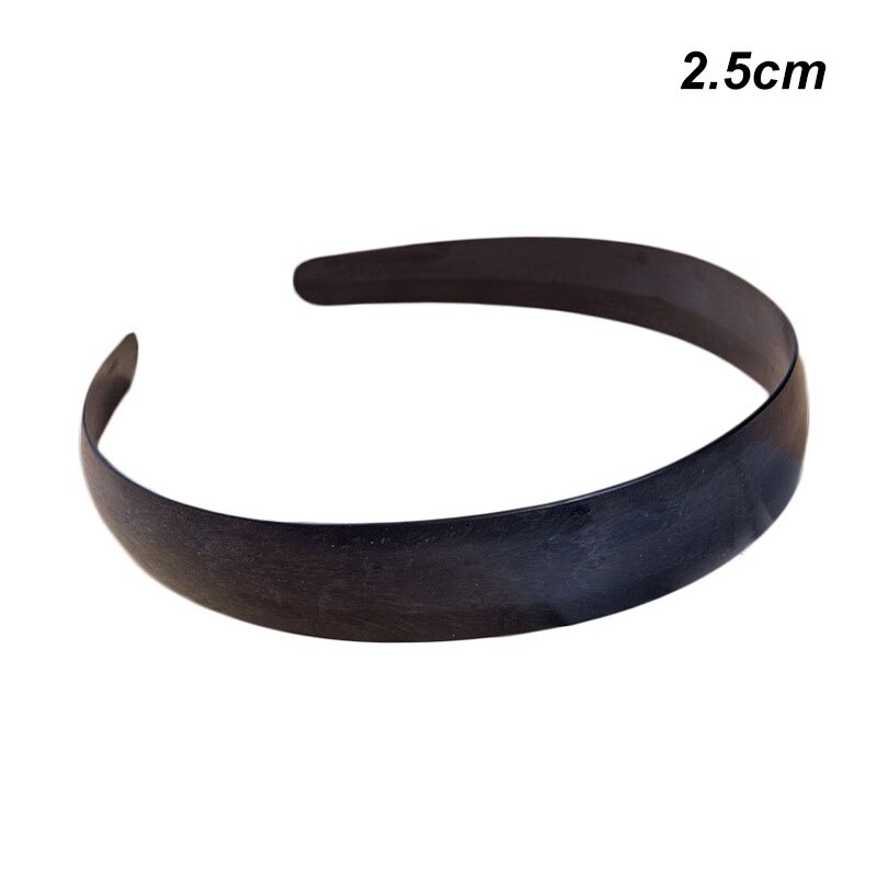 Neue 10 teile/los 2.5/2.8/3.8/4 cm breite Kunststoff Flache Stirnband für Frauen Mädchen Schwarz Weiß haarbänder Pad für DIY Lünette Reifen Material: 05 Schwarz 2.5cm weit
