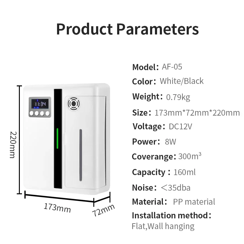 NAMSTE Wall Mounted Electric Aromatherapy Diffuser Bluetooth Timer Perfume Essential Oil Dispenser For Hotel Room Freshening