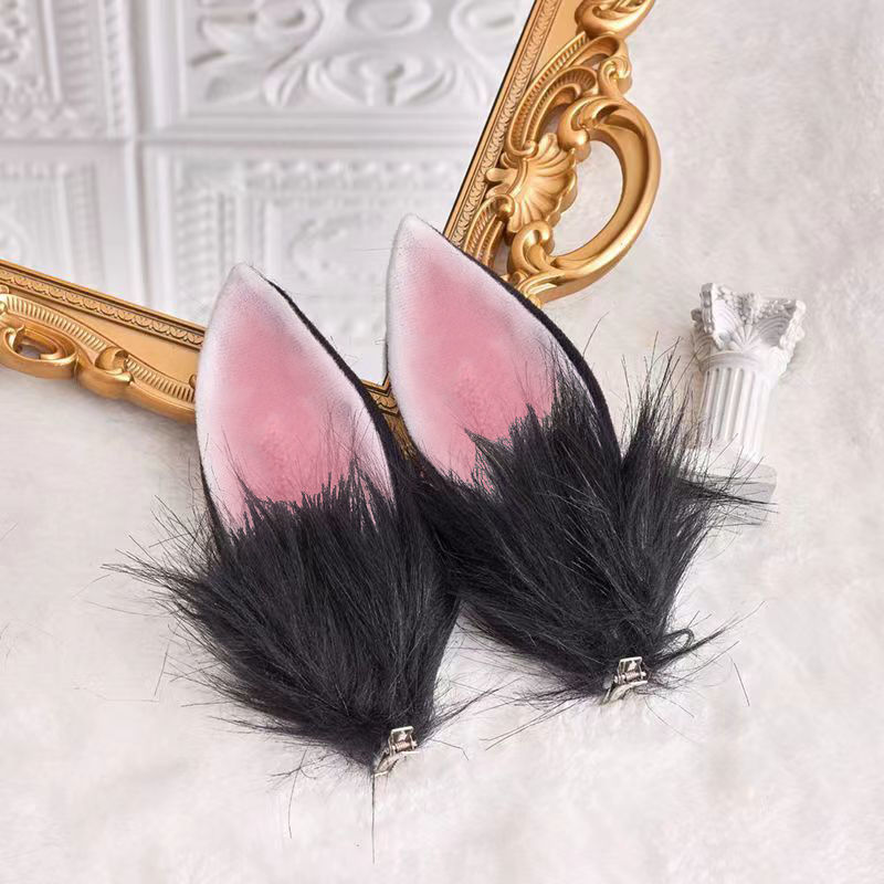 Pinzas para el pelo con Orejas de conejo de peluche para mujer y niña, horquillas largas y esponjosas de estilo japonés, accesorios para el cabello de conejito para de Cosplay, 2 uds.