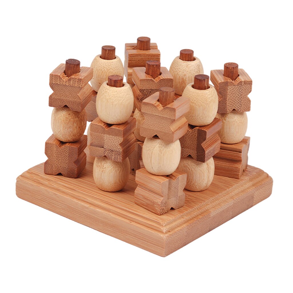 Viaggio tradizionale 3d legno Tic-Tac-Toe spingimi XO divertente gioco da tavolo XO scacchi gioco di Puzzle per bambini e adulti