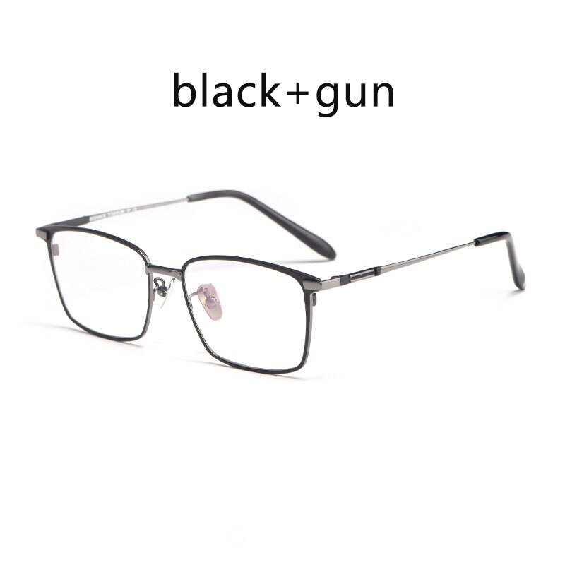 Mannen Pure Titanium Bril Frame Brand IP Plating Optische Bril Oculos Bijziendheid Multifocale Frame Vierkante Eye wear: black and gun