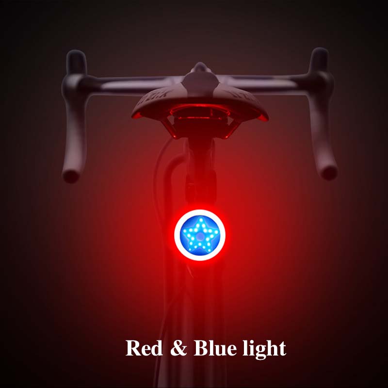 Luz trasera de bicicleta con múltiples modos de iluminación, luz Led recargable por USB para bicicleta, luces traseras Flash para tija de sillín de bicicleta de montaña: Morado