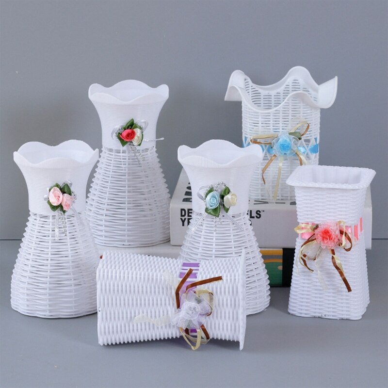 20RC Plastic Vase Simple Simulation Floral Shaped Flower Vases Organizer for Wedding Romantic Dinner Decoration Arrangement