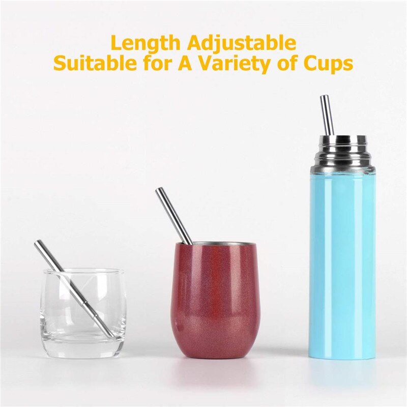 Portable Metal Straw Reusable Telescopic Travel Straw With 1 Brush& Storage Case Stainless Steel Drinking Straw Bar Accessories