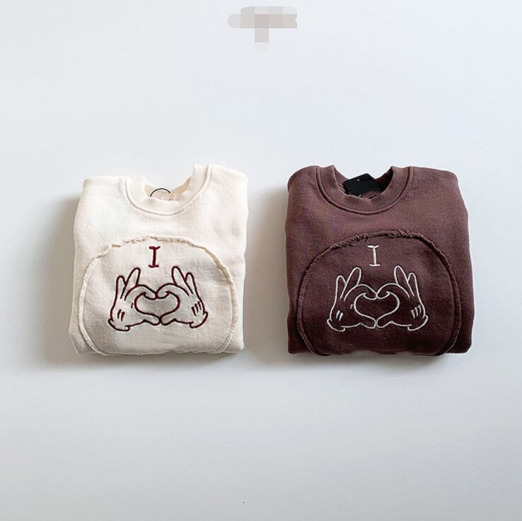 Automne nourrissons mignon coeur broderie à manches longues barboteuses bébé garçons filles combinaisons