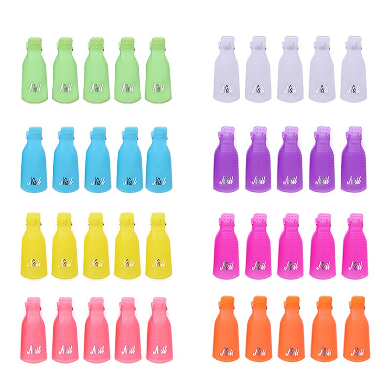 5Pcs/set Nail Polish Remover Wraps Plastic Soak Off Cap Purple Clip Nail Foot Toe UV Gel Polish Remover Nail Art Tools