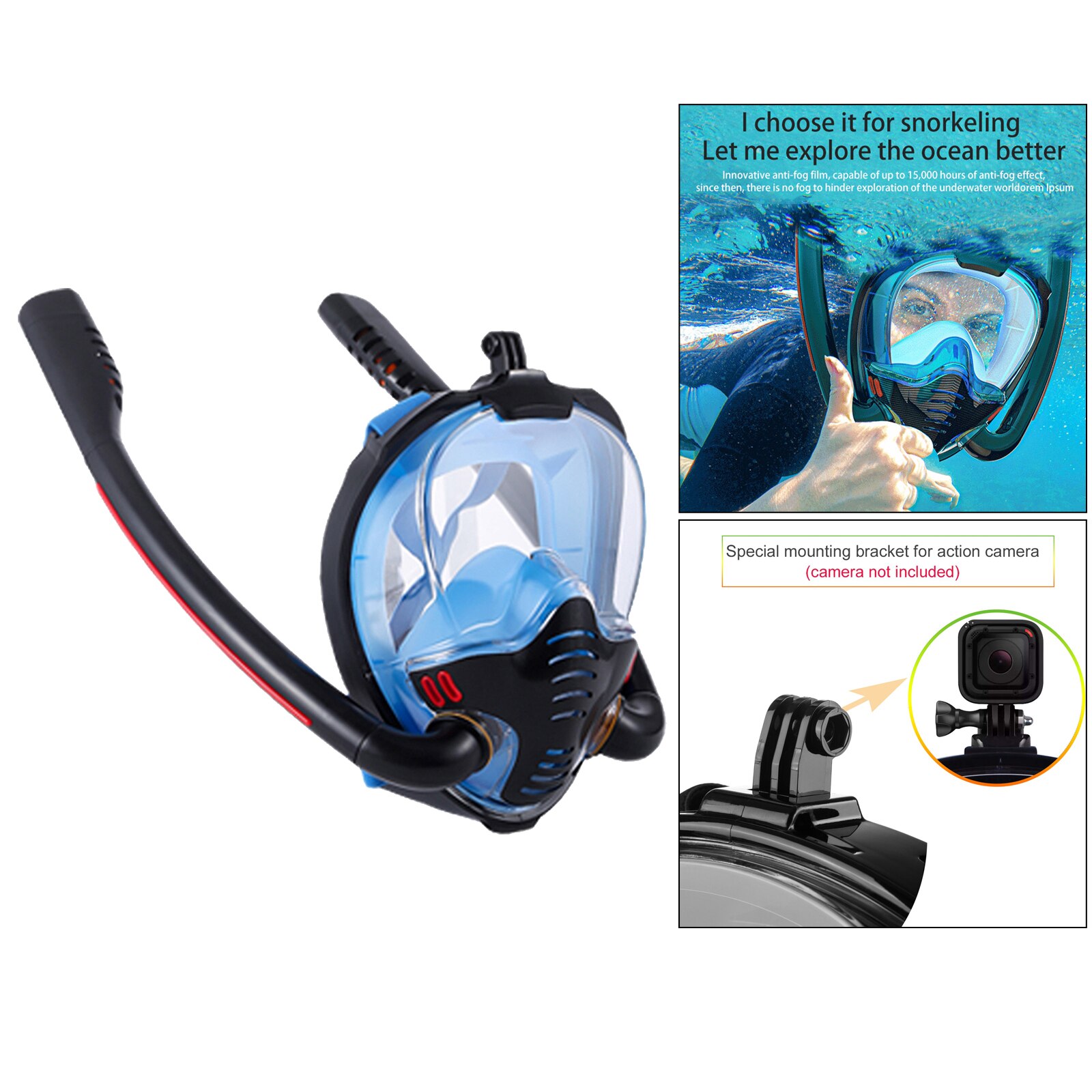 Full Face Snorkel Mask - 180° Panorama Anti-Fog - Adult Snorkeling Gear
