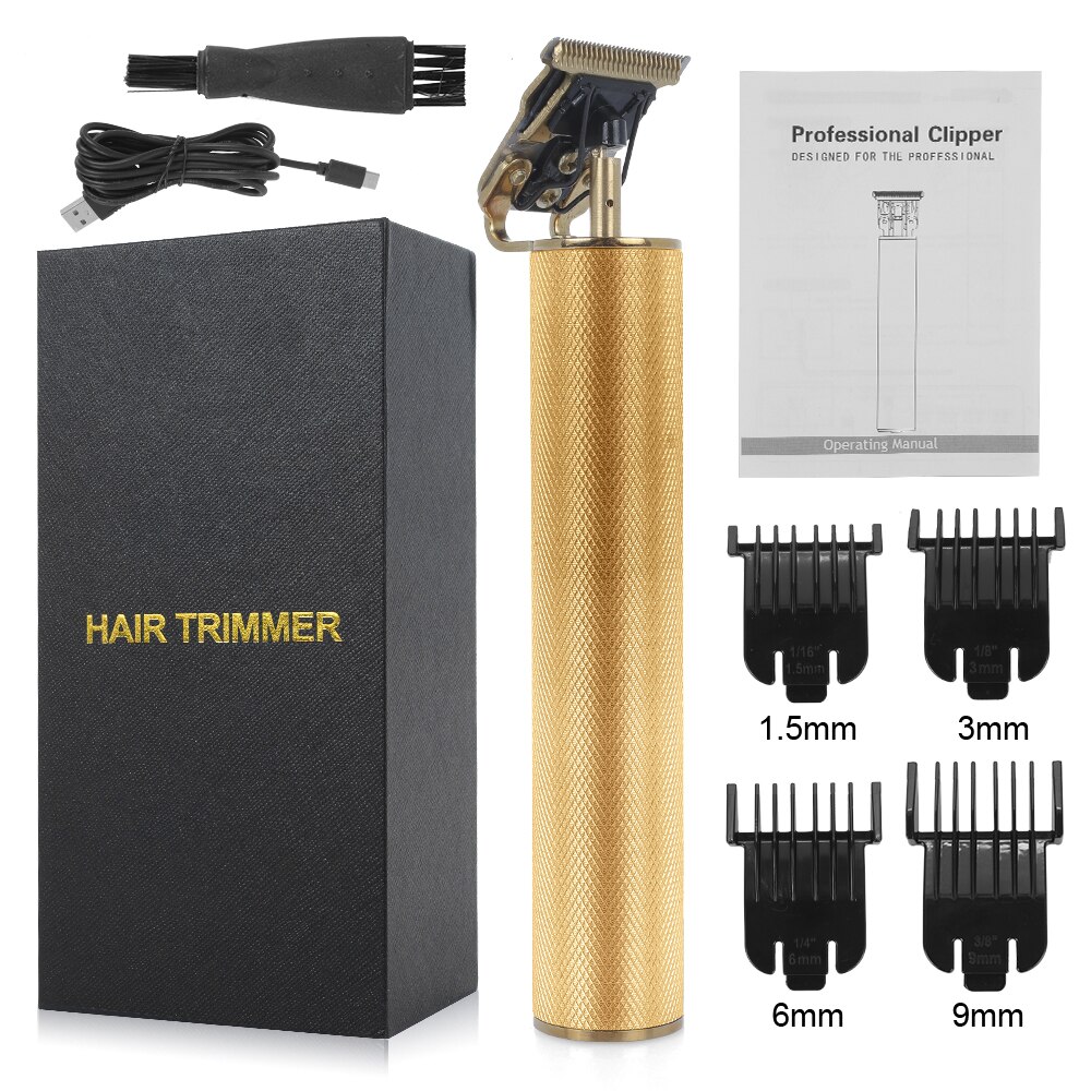 T9 Electric Clipper Trimmer T-Outliner Barber Shaving Machine Beard Trimmers Shaver Cordless Haircut Men Razor: Gold with gift box