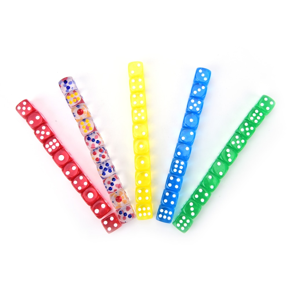 10 unids/set claro dado para juegos de beber acrílico transparente esquina redonda dados juegos de mesa portátil 5 colores 14mm