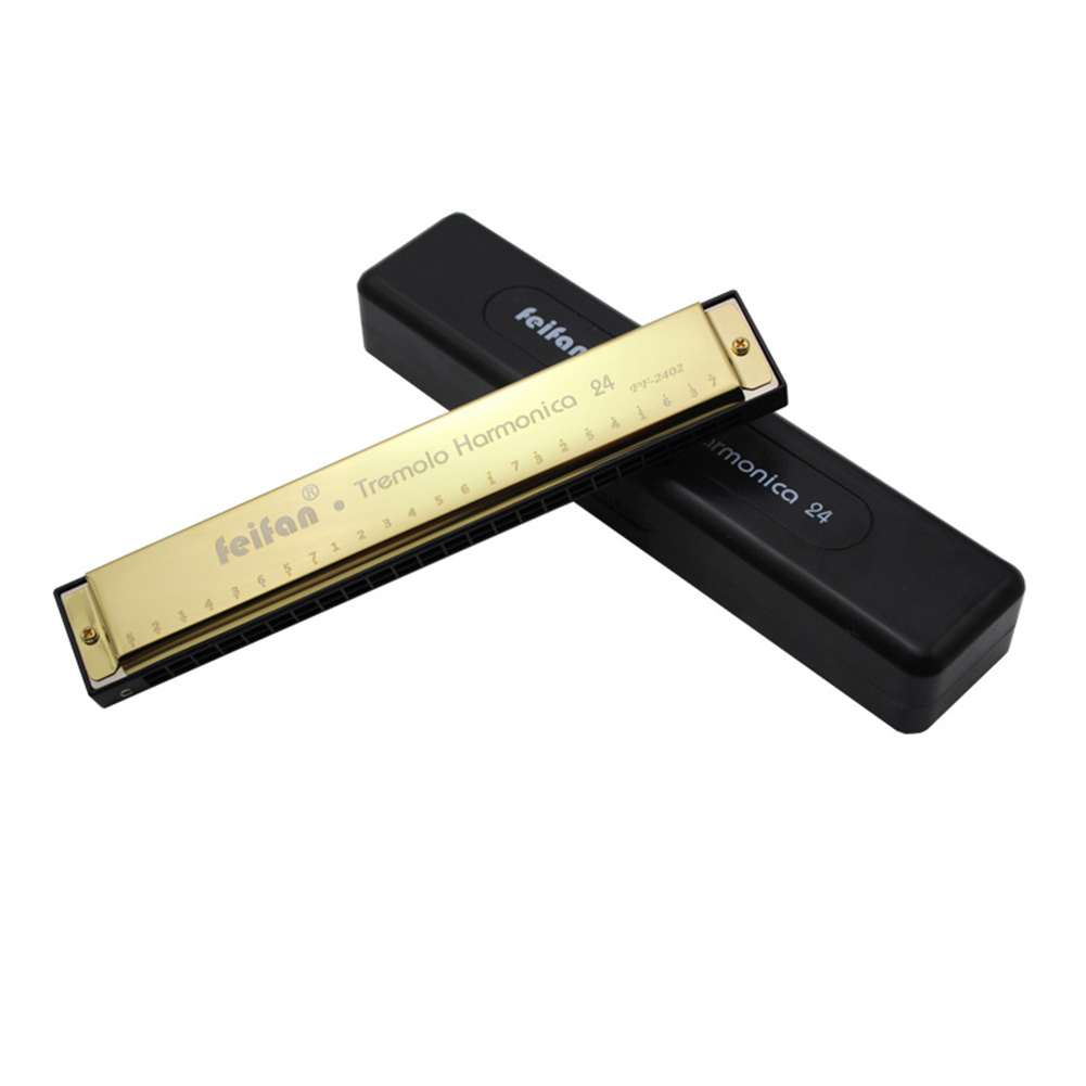 Harmonica 24 Holes Metal Key Of C Blues Mouth Organ Beginner Musical Instrument Harp Harmonium Blues Clues