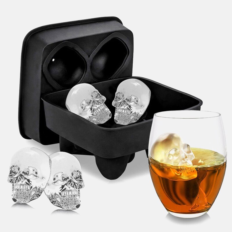Cube Ice Soccer Maker Ice Tray 3D Skull Silicone Mold DIY Ice Cube Maker Mold Kitchen Homemade Popsicle Ice Cube Silicone Mold