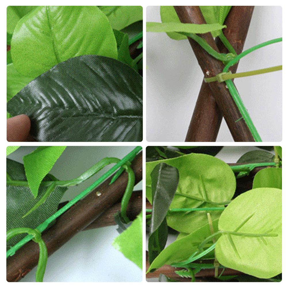 40cm/70cm Green Leaves Simulation Fence Outdoor Retractable Willow Wooden Fence Garden Decorative Courtyard Fence
