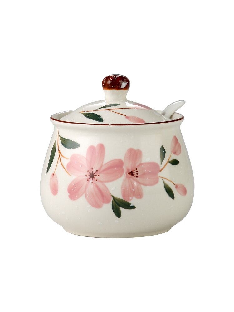 Stile giapponese di Ceramica di saldi Zucchero Pepe Miele Barattolo di Spezie shaker Condimento Accessori Da Cucina Scatola di Stoccaggio Spezia Vasetti di Bottiglia Cremagliera