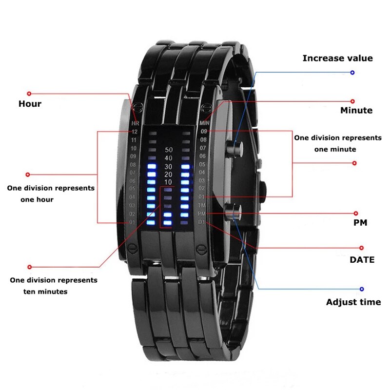 Binary LED Digital Wrist Band Matching Watch for Couple FEA889