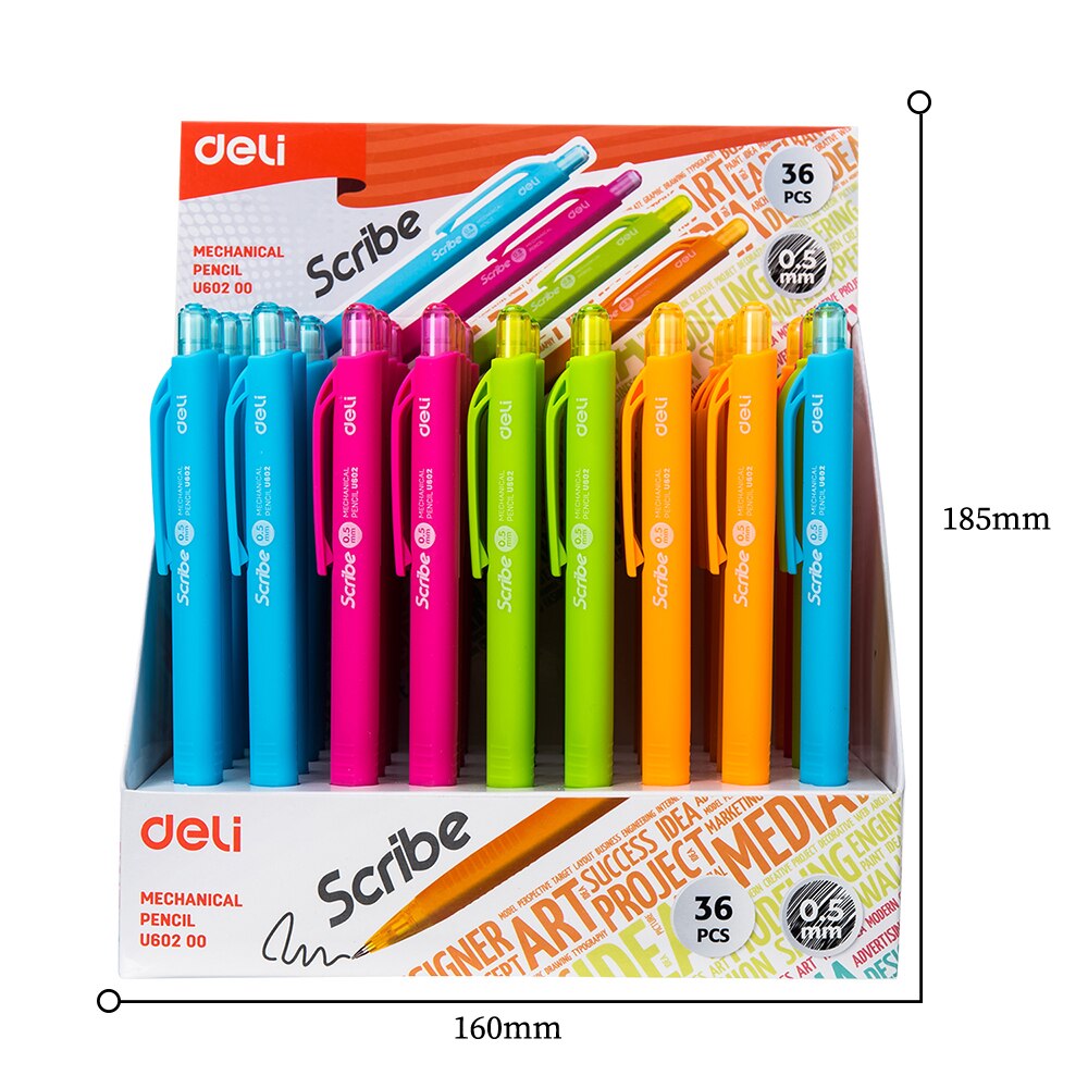 Deli Mechanical Pencil 0.5mm 0.7mm 2B Black Lead 4PCS/Lot Student Writing Pen Color School Stationery EU60200 EU60300