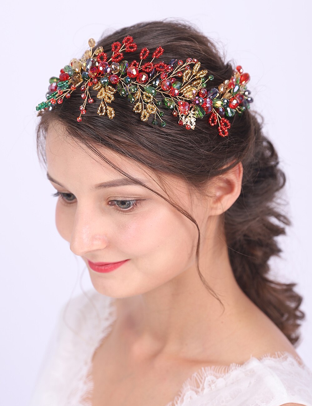 Coroa de flores brilhante de cristal boêmia, acessórios de cabelo de casamento, damas de honra, presente, arco de cabeça, ornamentos de banquete para mulheres