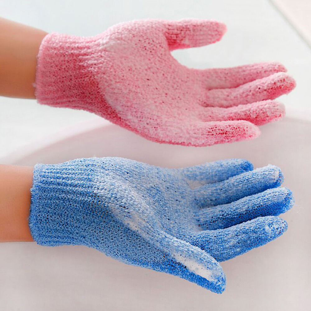 Exfoliating bathing gloves massage spa body scrub bath gloves 1 pair of five fingers soft and durable