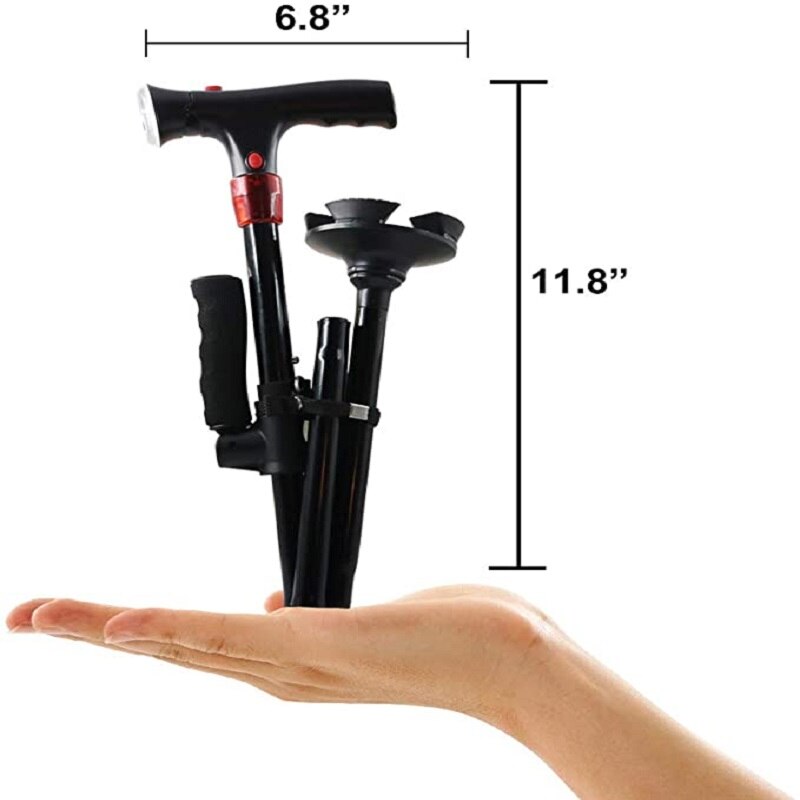 movable adjustable foldable walking cane Smart cane with LED light