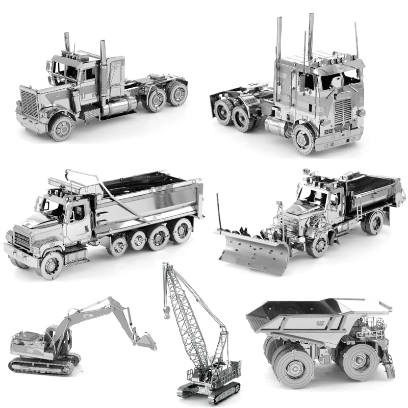 Engineering vehicle 3D Metal Puzzle Wheel Loader Crawler Crane Truck model KITS Assemble Jigsaw Puzzle Toys For Children