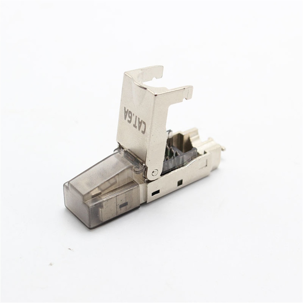 RJ45 Cat 6A Ethernet Connector RJ 45 Cat6A Lan Plug Zinc Alloy Metal Shield Crystal Head Field Network Modular Plug Tool Free