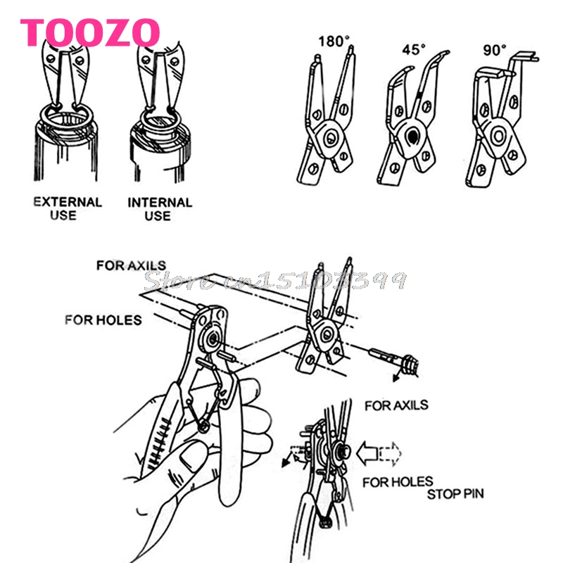 4in1 Snap Ring Plier Circlip Combination Retaining Clip Pliers Hand Tool Set