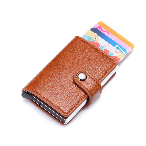Bisi Goro Mode Vrouwen Knop Portemonnee Roze Rfid Blokkeren Portemonnee Pop-Up Security Card Case Slim Anti -Diefstal Id Houder