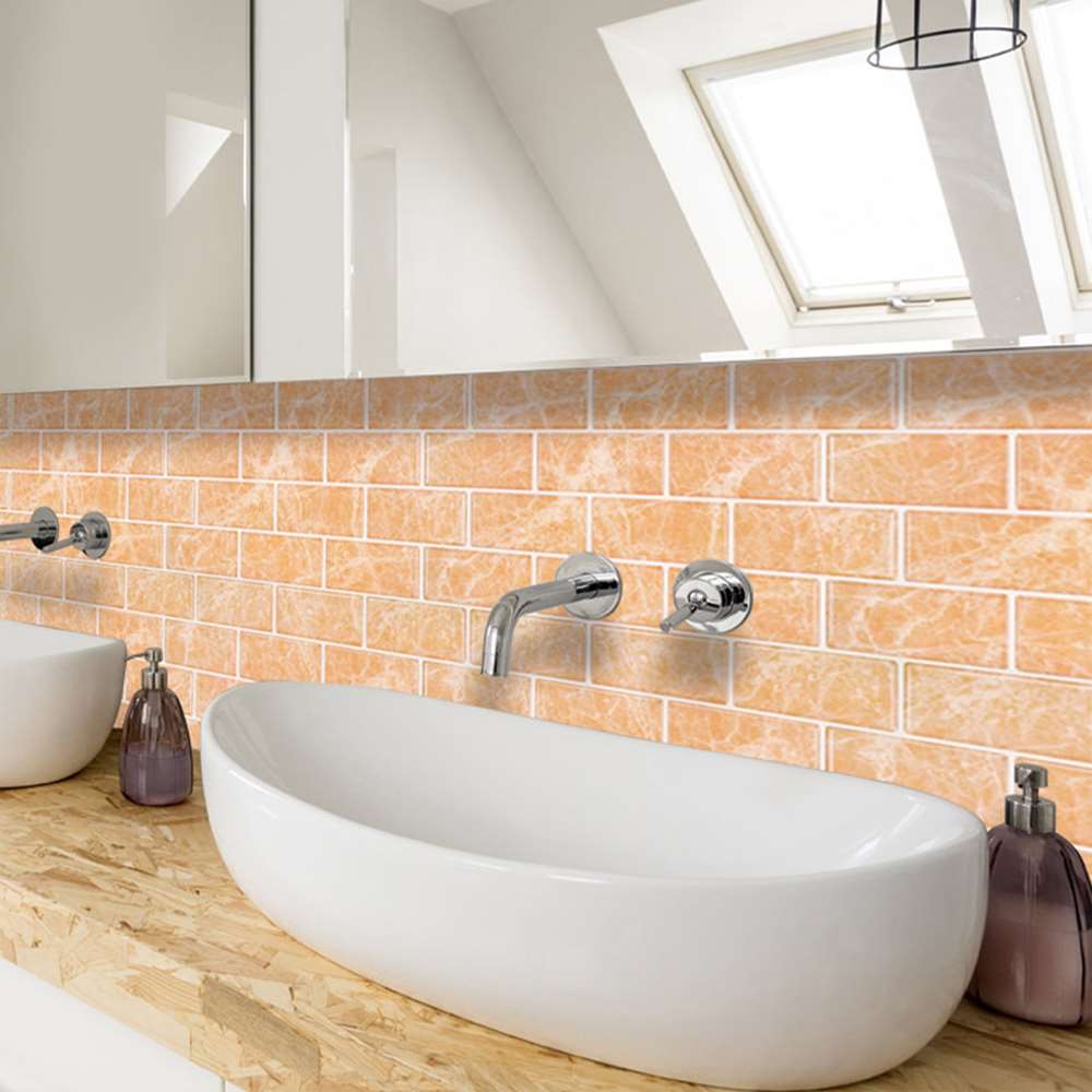 Golden Brown Marble Epoxy Waterproof Self-adhesive Wall Sticker Tile Sticker 3D Peel And Stick Subway Tiles Accessories