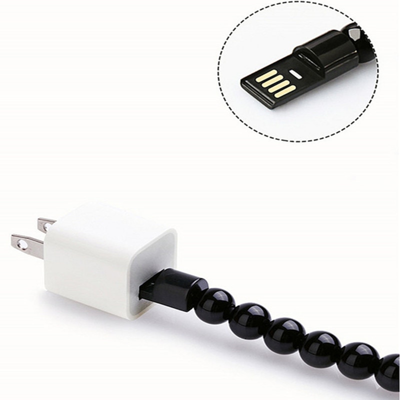 Pulsera de cuentas de Color puro, Cable Micro USB tipo C, Cable de carga de sincronización de datos para iPhone, Samsung, huawei, cargador de teléfono móvil Android