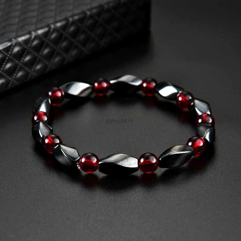 unisex Kühlen Magnetische Armbinde Hämatit Stein Therapie Gesundheit Pflege Perlen Armreif Magnet Elegante armbänder Für Mann Frauen