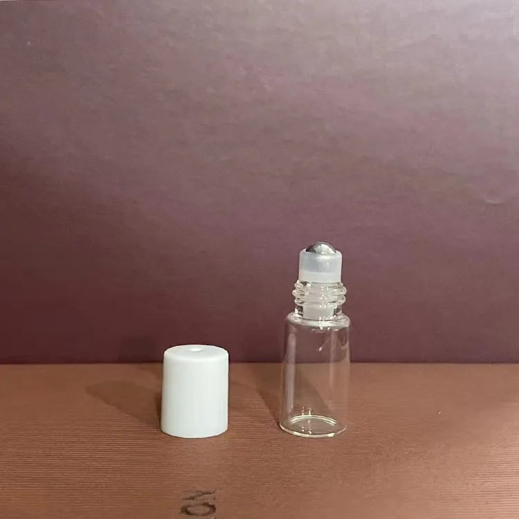 50 sztuk 1ML/2ML/3ML/5ML przezroczysta butelka szklana rolka butelka z kulką na olejku eterycznym czarne puste fiolki podróżna butelka perfum: Jasno szary / 10 ml