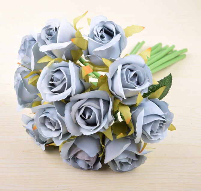 YO CHO Wedding Bouquet Roses Artificial Bridal Bouquets Wedding Accessories Bridesmaids Flowers Mariage Supplies Wedding Bouquet: light blue